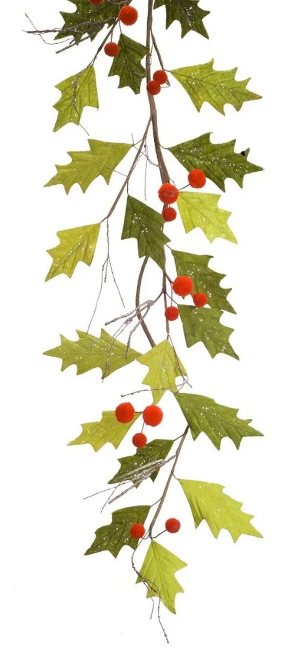 Holly Garland With Red Berries