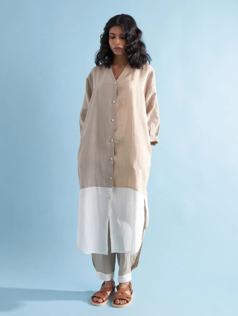 Kaori Color-Blocked Kurta - Dawn