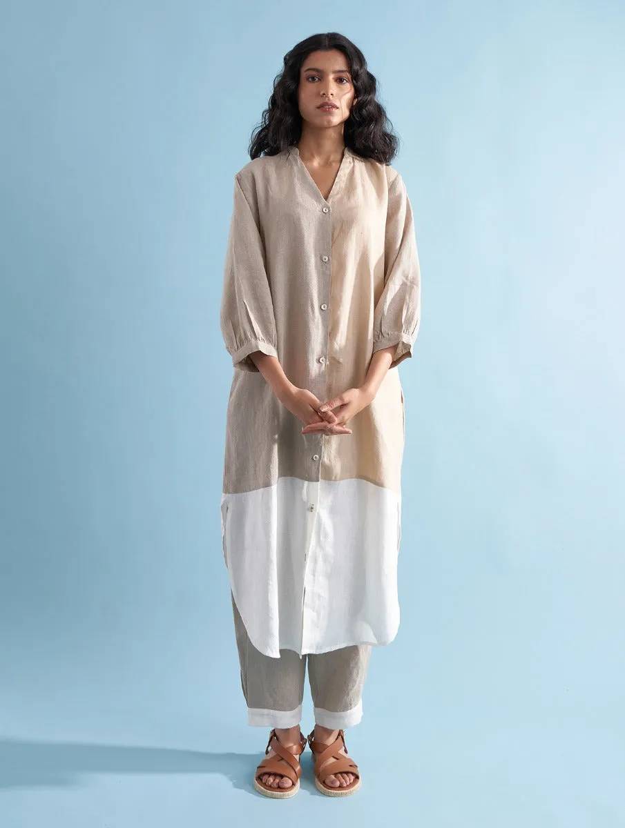 Kaori Color-Blocked Kurta - Dawn