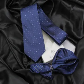 Kovove Refreshing Blue Polka Dot Necktie and Pocket Square Gift Box