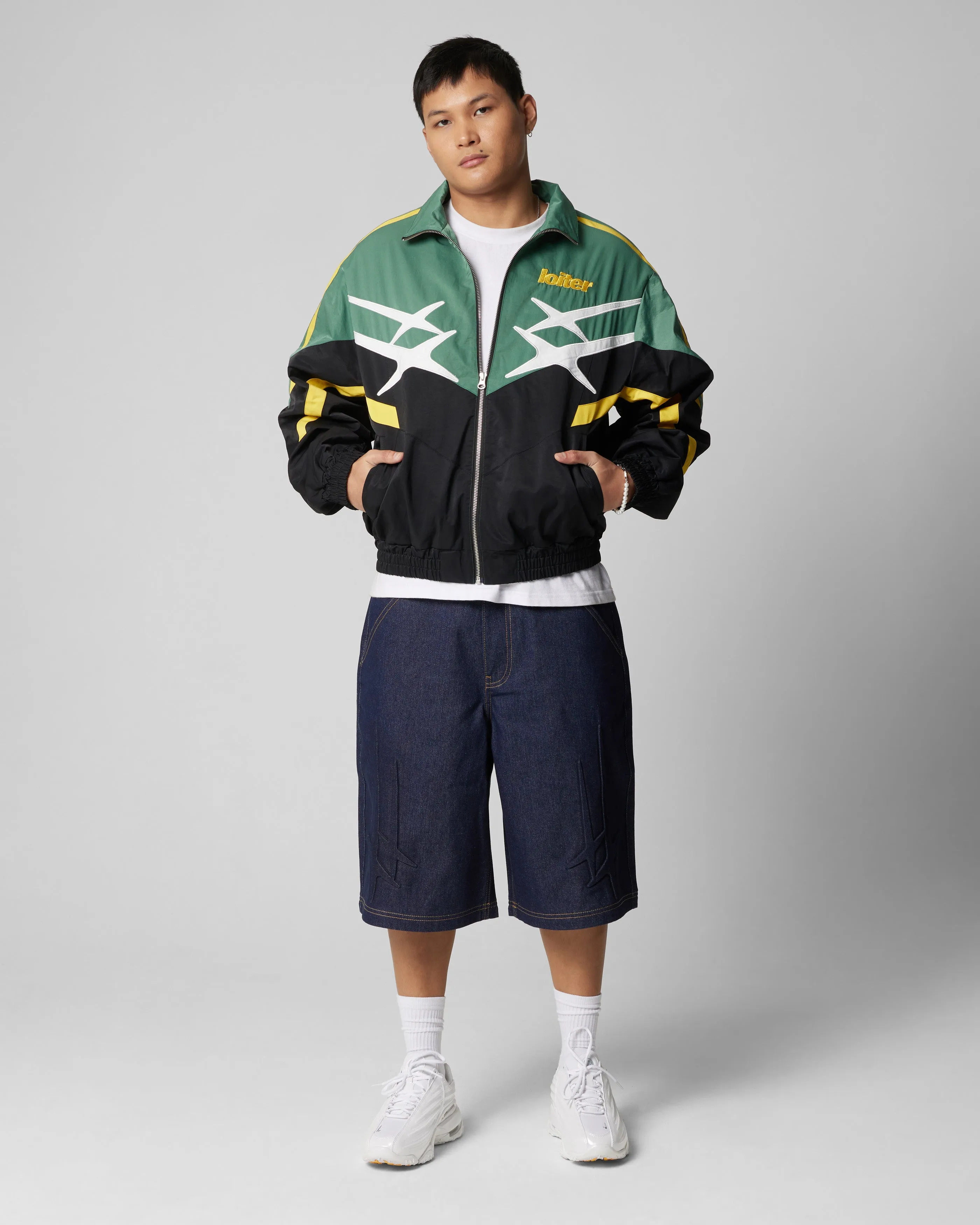 Loiter Hybrid Track Jacket Green/Yellow