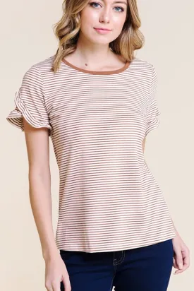 Mocha Knit Ruffle Tee