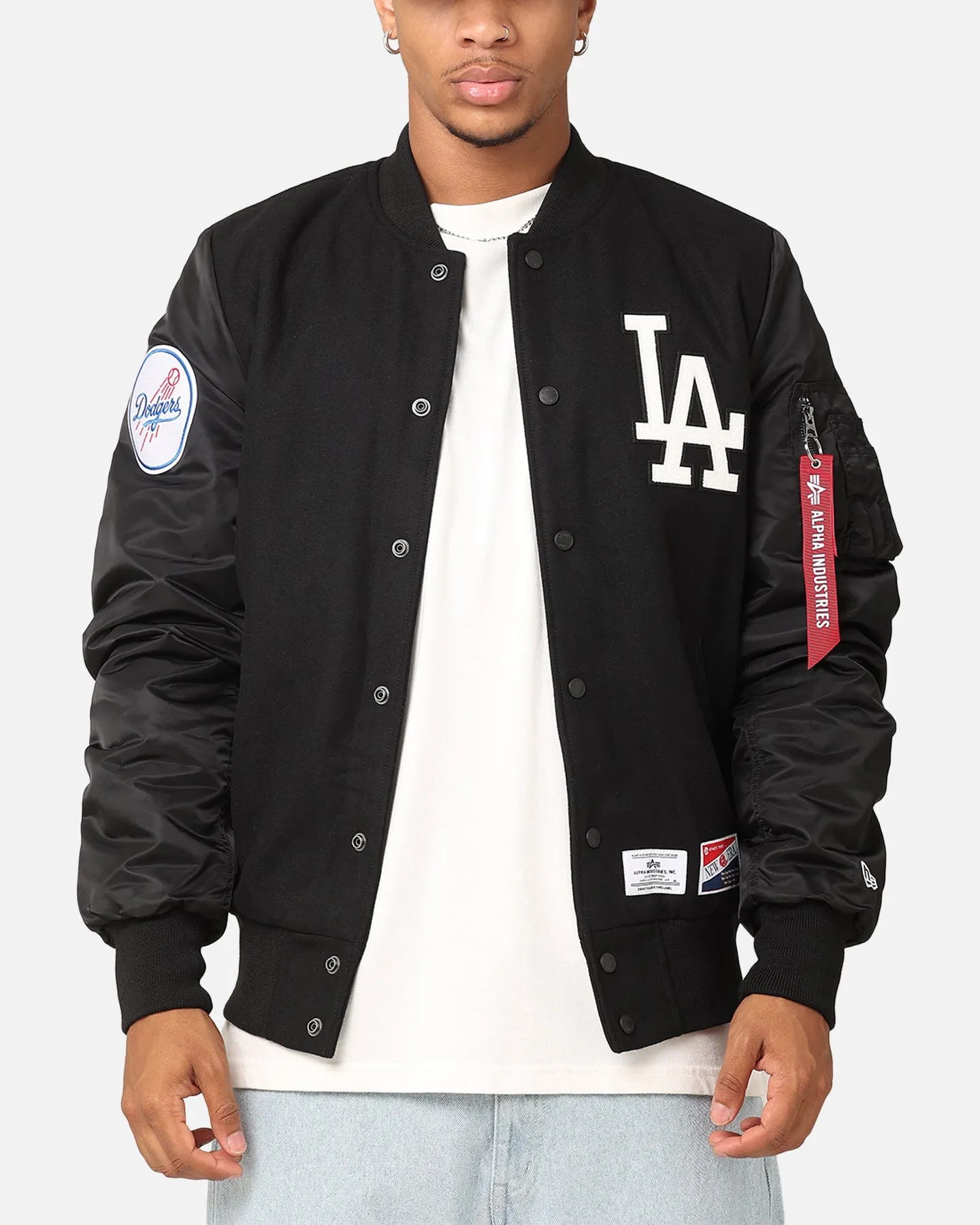 New Era Los Angeles Dodgers Alpha Industries MA-1 Wool Varsity Jacket Black