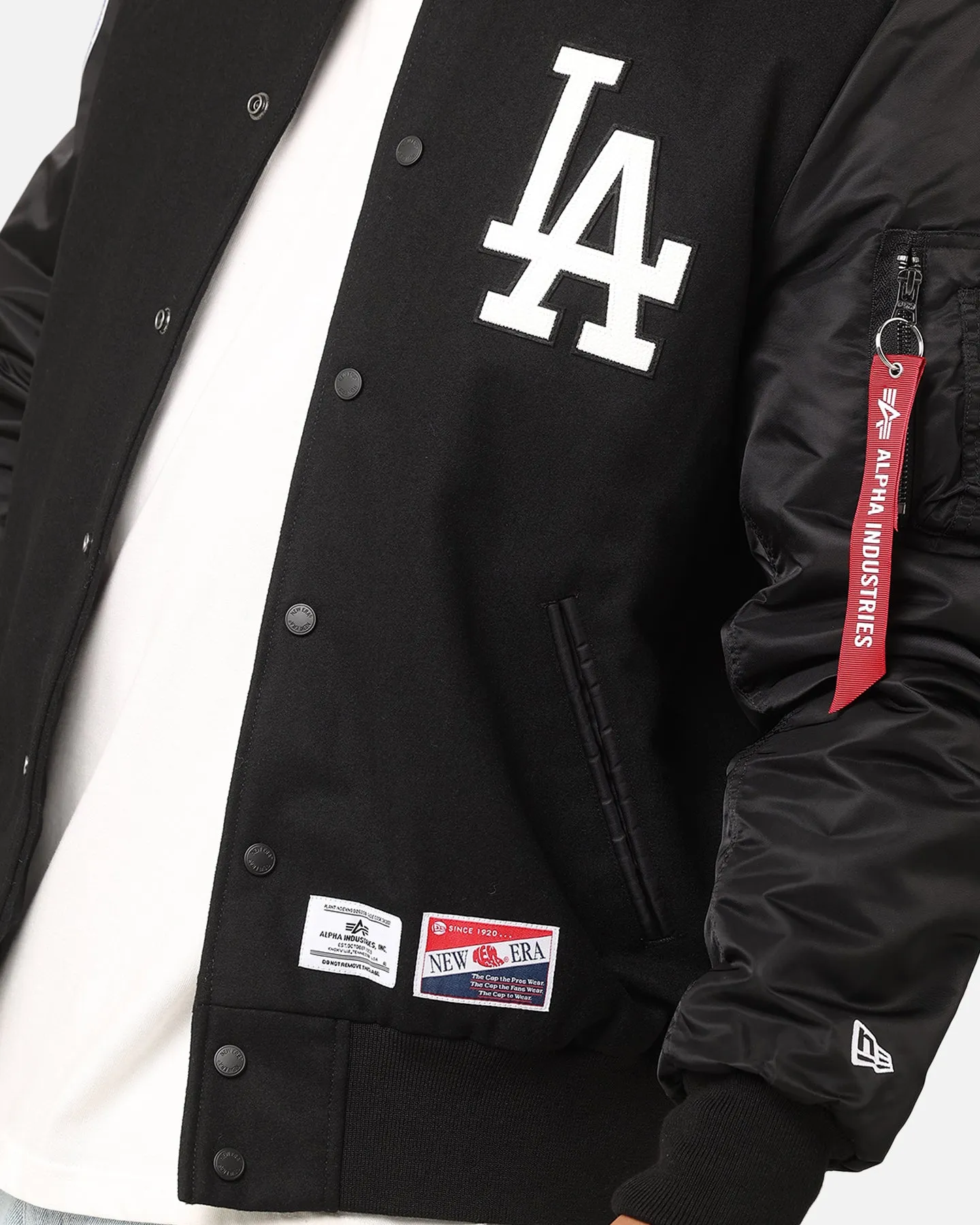 New Era Los Angeles Dodgers Alpha Industries MA-1 Wool Varsity Jacket Black