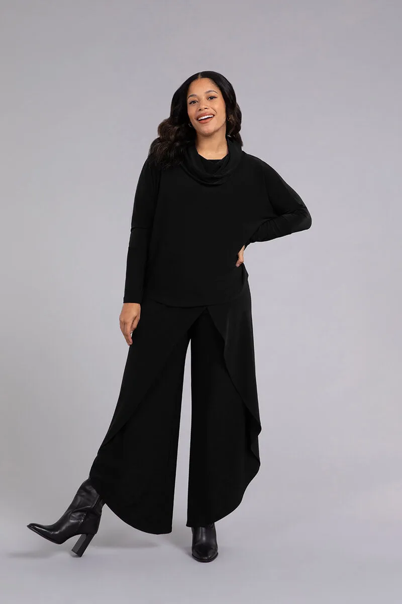 Nu Cinch Cowl Neck Top | Black