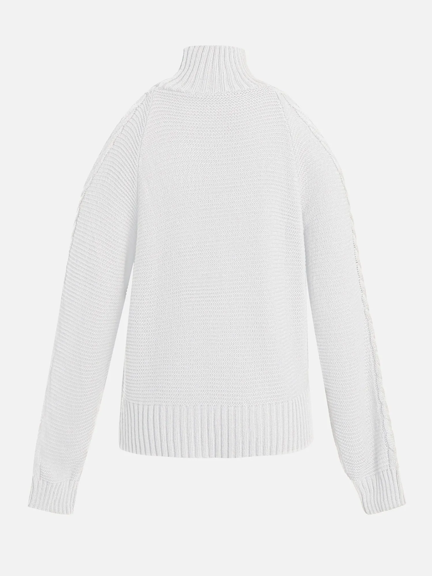 Off-Shoulder Turtle Neck Knit Pullover Blouse