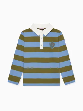 Olive Stripe Tijo Long Sleeve Boy Rugby Shirt