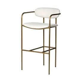 Parker Bar Counter Stool Cream Fabric | Gold Metal | Bar