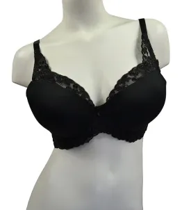 Plus-Size Embroidered Demi Bra - Black