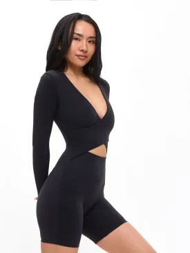 Poshknit Wrap Bodysuit - Onyx Black