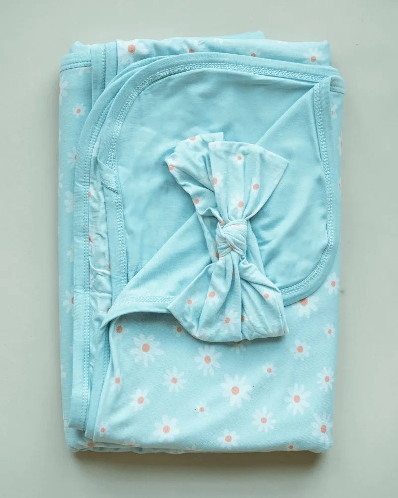 Serenity Swaddle and Headband Set - Mint Daisy