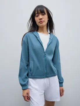 Studiofit Teal Waffle Textured Cotton Jacket