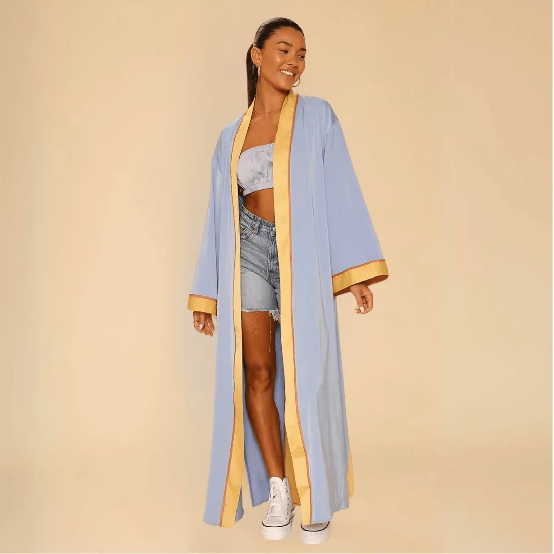 Sunny Skies Satin Long Kimono