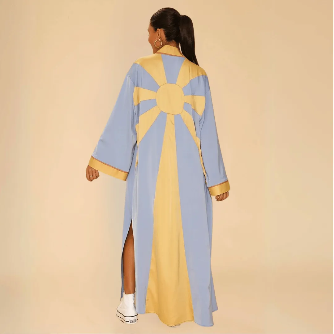 Sunny Skies Satin Long Kimono