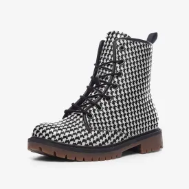 Vampire Art Classic Goth Grunge Black and White Houndstooth Casual Faux Leather Lightweight Boots - US sizes