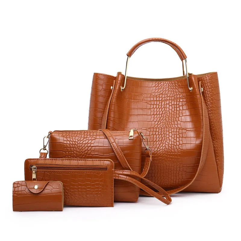 Versatile Picture-In-The-Mother Bag Set: Four-Piece One-Shoulder Messenger & Handbag Collection