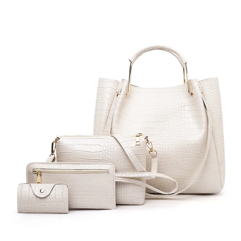 Versatile Picture-In-The-Mother Bag Set: Four-Piece One-Shoulder Messenger & Handbag Collection