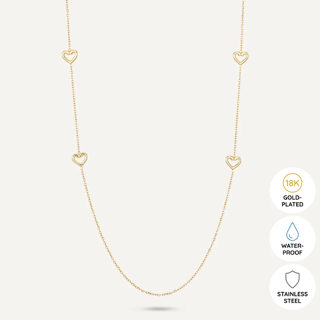 Vibes | Heartfelt Harmony Long Necklace | 18K Gold-Plated