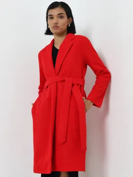 Wardrobe Red Long Coat with Belt